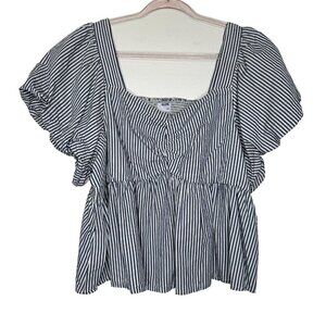 Old Navy Top Puff Sleeve Striped Smocked Size 2XL